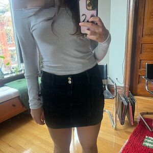 Black Denim Mini Cargo Skirt